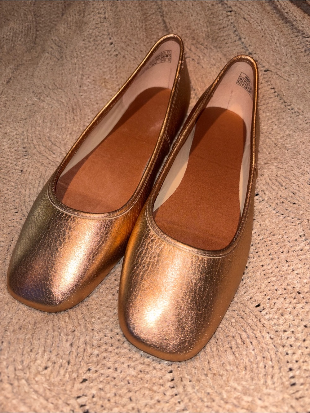 Vionic Orinda 2 Metallic Bronze Leather Ballet Flats Women’s 8.5 US